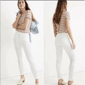 Madewell Mid Rise Skinny Jeans Button Fly White Women’s 36” NWT